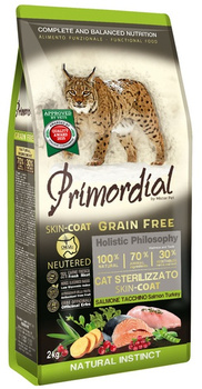 Primordial Cat Grain Free Neutered Skin Coat Salmon & Turkey 2kg