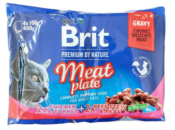 Brit Premium Cat Adult Meat Plate saszetki 4x100g